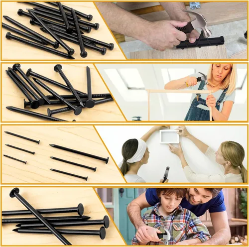 Miniatura 6 de KURUI Clavos negros para colgar decoración de pared, tapices, cuadros, kit de 700 piezas de clavos para colgar para dormitorio, baño, oficina, 6