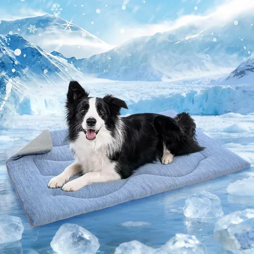 Miniatura 16 de Queenmore Tapete refrescante grande para perros, cama plana portátil para mascotas para perros y gatos, tapete antideslizante para dormir para Azul
