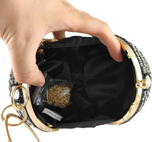 Miniatura 2 de Boutique De FGG Bolso de mano redondo para mujer, con borla, para boda, fiesta, diamantes de imitación