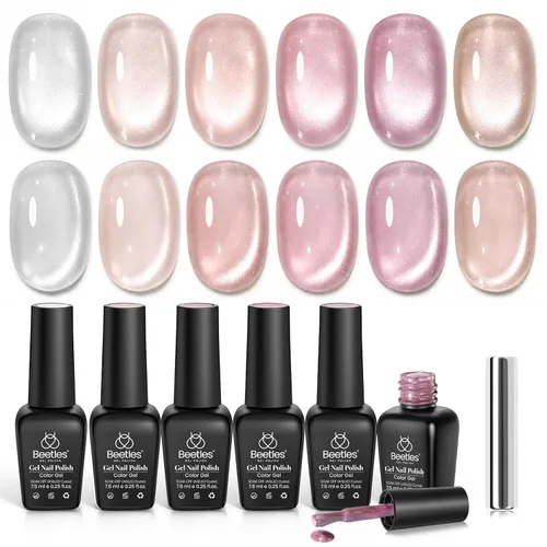 Miniatura 32 de Beetles - Esmalte de uñas de gel pastel, 6 colores, esmalte de gel macarrón, rosa claro, azul, verde, amarillo, morado, uñas suaves para todas