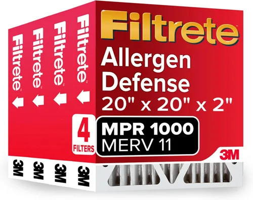 Filtrete - Filtro de aire para aire acondicionado y calefactor, 20 x 20 x 2 pulgadas, MPR 1000 MERV 11, defensa contra alérgenos, paquete de 4