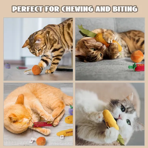 Miniatura 5 de Pawsible - 5 paquetes de juguetes de hierba gatera para gatos de interior - 100% hierba gatera orgánica rellena, sin algodón, juguetes duraderos