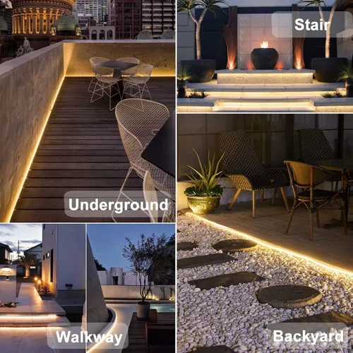 Miniatura 7 de Tira de luces solares de 50 pies para exteriores, tira de luz LED impermeable, encendido/apagado automático, tira de luces recargables de 8 modos