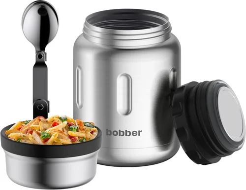 Miniatura 7 de BOBBER Tarro de alimentos aislado de acero inoxidable de 16 oz con boca extra ancha, cuchara y tazón integrados, mantiene el calor durante 10 horas