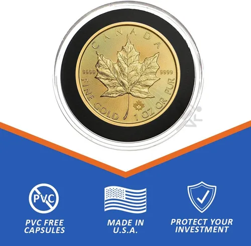 Miniatura 4 de 1 contenedor de almacenamiento para monedas Airtite y 20 anillos negros de 1.181 in Air-Tite para monedas sentadas Franklin Kennedy medio dólar