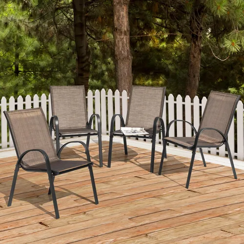Miniatura 9 de NUU GARDEN Juego de 4 sillas de comedor para patio, sillas apilables para exteriores con respaldo alto, asientos de textileno para todo