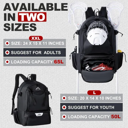 Miniatura 2 de Mochila para lacrosse GoHimal extra grande con soporte para palo de arrastre Tow Stick Holder