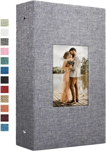 Miniatura 11 de Vienrose - Álbum de fotos de lino con 300 bolsillos de 4 x 6 pulgadas, cubierta de tela, para bodas, familias, aniversarios y bebés Azul cielo