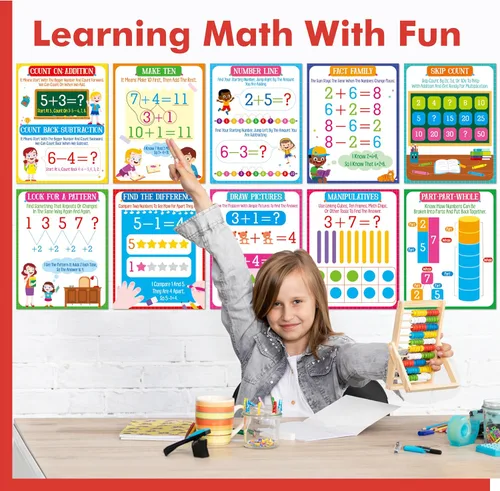 Miniatura 6 de 15 pósteres de estrategia matemática, póster de aprendizaje temprano, manipulador matemático para profesores, estrategias de suma y resta