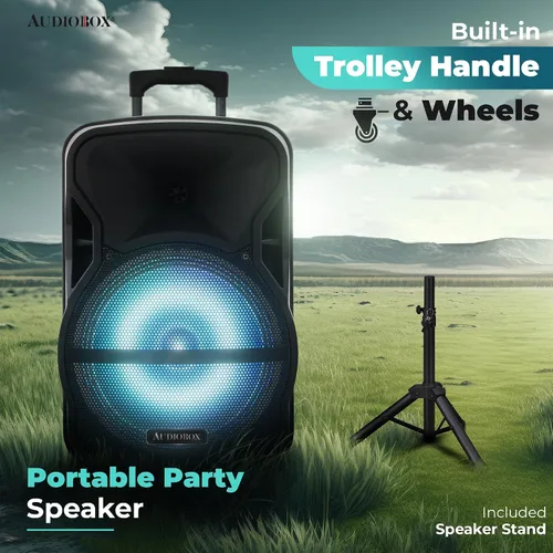 Miniatura 5 de ABX-12S - Altavoz portátil Bluetooth PA de 12 pulgadas con soporte y micrófono, USB, TF, FM, AUX, conector de micrófono de 1/4 pulgadas, batería