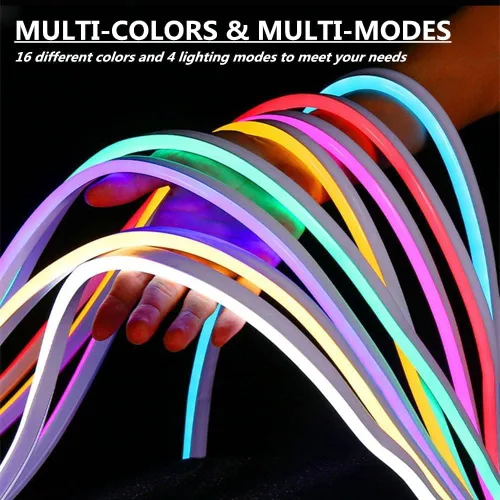Miniatura 7 de SYMHMT - Tira de luz LED RGB de neón, CA 110 V/multicolor, regulable, multimodos, impermeable, flexible, con control remoto (32.8 pies, RGB)