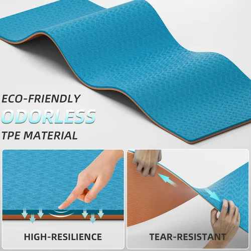 Miniatura 4 de Esterilla de yoga extra larga y ancha gruesa para hombres y mujeres altos, 76''x32.6''x7mm - TPE de alta densidad antideslizante en ambos lados