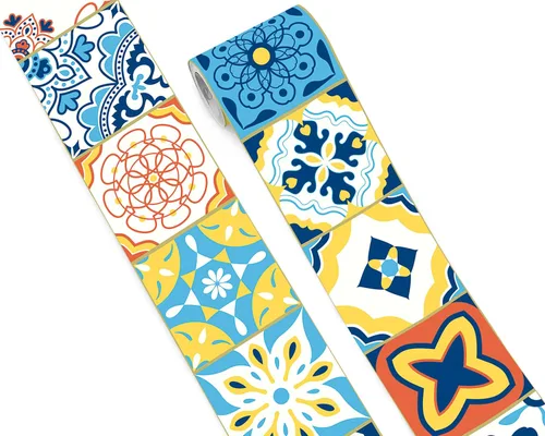 Miniatura 39 de FLFK Adhesivos de Azulejos de Borde de Pared Despegar y Pegar Papel Tapiz de Borde para Salpicadero de Cocina Baño Cuarto de Ducha, 4"x240
