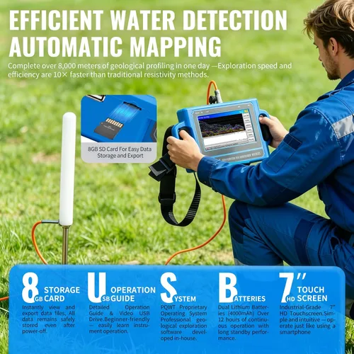 Miniatura 3 de Detector de agua S150 Buscador de agua subterránea para pozo Función de mapeo automático para levantamiento de aguas subterráneas y ubicación