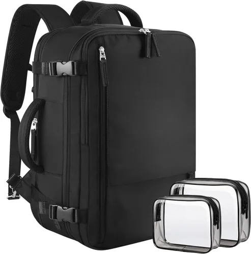 Mochila de viaje Sinaliy para mujeres y hombres, Negro, Grande, Mochilas de viaje