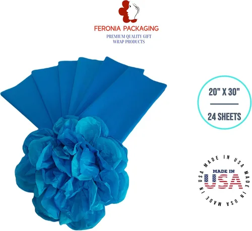 Miniatura 3 de Cuadrados de papel de seda azul brillante, 24 hojas a granel, papel de regalo premium y suministros de arte para cumpleaños, vacaciones o regalos