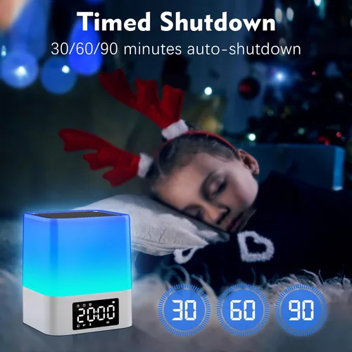 Miniatura 6 de Luz Nocturna Altavoz Bluetooth, Regalos para Niños de 10 11 12 13 14 15 Años Adolescentes Niñas, Reloj de Alarma Dual Todo en Uno, Lámpara de Noche