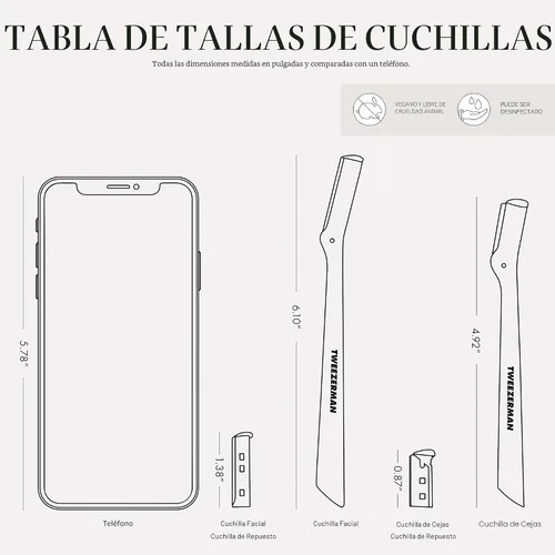 Miniatura 10 de Cuchillas de repuesto para maquinilla de afeitar facial Tweezerman