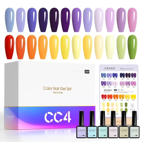 Miniatura 7 de CANNI CC1 - Juego de esmalte de uñas de gel, 30 piezas de 9 ml, colores negro, rosa intenso, verde, amarillo, morado, azul, kit de uñas con secado