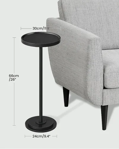 Miniatura 2 de CHOEZON Mesa auxiliar redonda pequeña, mesa de bebidas para espacios pequeños, mesa auxiliar de pedestal Martini, base gruesa, para sala de estar