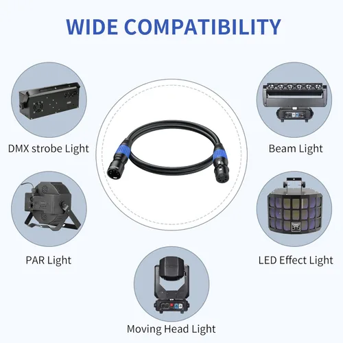 Miniatura 7 de SMALL-EYE Cable DMX de 5 pines, paquete de 2 unidades de 3 pies, cable de iluminación de escenario macho a hembra de 4 núcleos para controlador