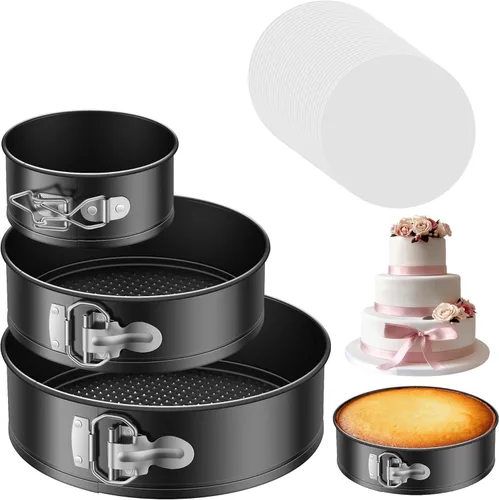 Kootek Juego de 3 moldes para tartas antiadherentes con parte inferior extraíble, 4, 7, 9 pulgadas, moldes redondos para hornear pasteles de queso