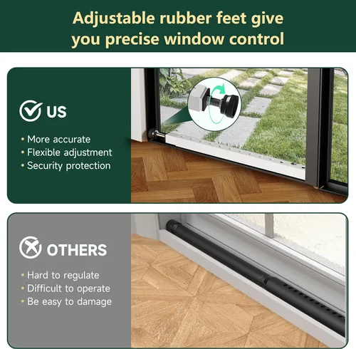 Miniatura 3 de WooFog Barras de seguridad ajustables para ventana, barras de seguridad en el interior verticales, barra de bloqueo de CA para ventana pesada