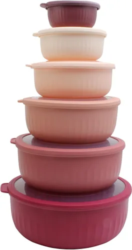 Miniatura 63 de COOK WITH COLOR - Juego de tazones de preparación profundos con tapas, para mezclar, de plástico, pequeños y apilables (color negro degradado)