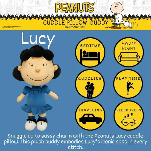 Miniatura 2 de Coleccionables Peanuts Lucy Ropa de Cama Almohada de Peluche Super Suave Decorativa para Arrojar y Acurrucarse, (Producto Oficialmente Licenciado)