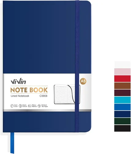 Miniatura 20 de ViVin Cuadernos rayados para trabajo, 192 páginas, tamaño mediano de 5.5 x 8.3 pulgadas, con rayas universitarias, cuadernos A5 de tapa dura