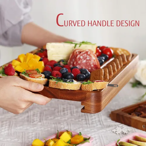 Miniatura 4 de hecef Juego grande de tabla de embutidos rosa con cuchillos de queso de acero inoxidable, juego de tabla de queso, bandeja de aperitivos de madera