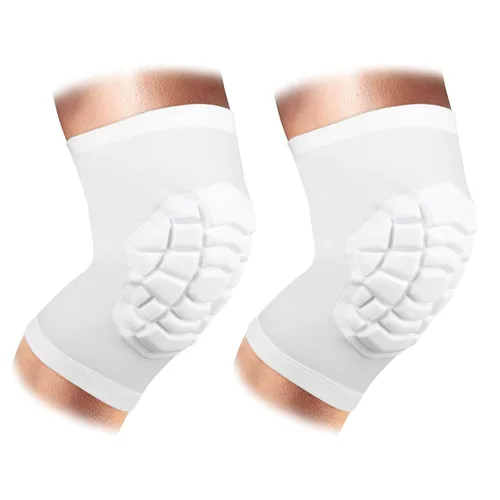Rodilleras de Lucha Libre Manga Corta para Rodilla, 2 Piezas Manga de Compresión para Rodilla para Fútbol Americano, Baloncesto, Voleibol Blanco