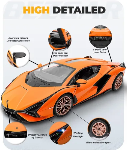 Miniatura 4 de BEZGAR Auto de control remoto - 1:14 Lambo Sián FKP 37 eléctrico, deportivo, de carreras, juguete de auto con puerta abierta, serie de autos RC