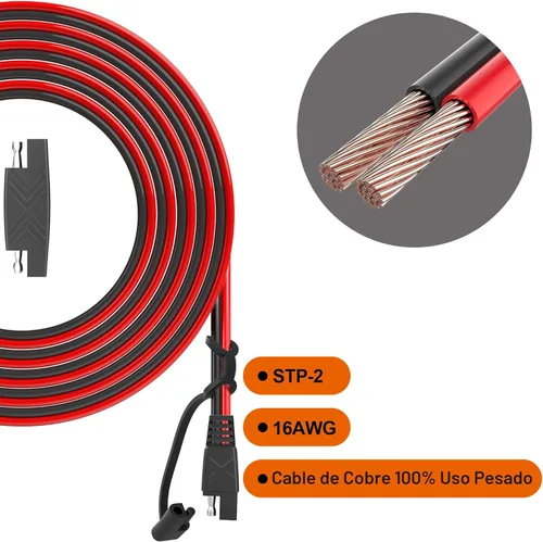 Miniatura 4 de OYMSAE Cable de extensión SAE de 25 pies, conector de desconexión rápida 16AWG para automóvil, panel solar, adaptador de carga (25 pies)