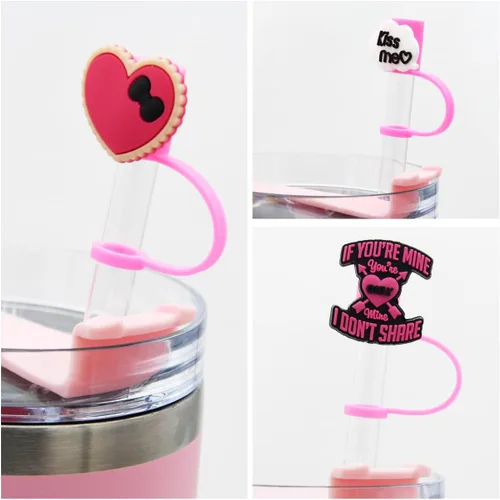 Miniatura 2 de Tapa con cubierta para popote de vaso Stanley, Tapa superior compatible para vaso de 30 y 40 Oz con asa, Puntas de popote reutilizables a prueba