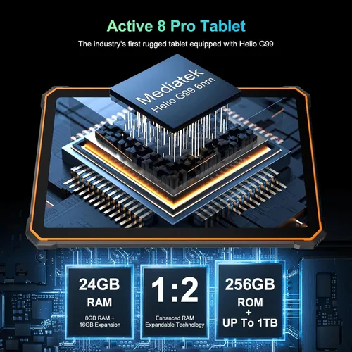 Miniatura 6 de Blackview 2.4k 10.36 pulgadas tableta resistente, 22000mAh Octa-core Android 15 Tablet, 24GB RAM+256GB ROM+1TB Expand, 48MP+16MP Cámara impermeable