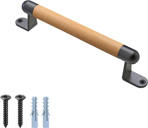 Dolibest Tirador de puerta de granero de madera de 12 pulgadas, manija de puerta de valla de madera, 2 soportes de metal duraderos, manija de puerta