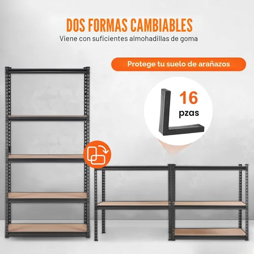 Miniatura 7 de VEVOR Unidad de Estantería de Almacenamiento, 5 Niveles Ajustables, Capacidad de 2000 lbs, Estantes de Garaje de Servicio Pesado Organizador