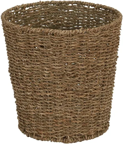 Miniatura 9 de Household Essentials Cesta de basura tejida, papelera de cuerda de papel gris para baño, dormitorio, oficina