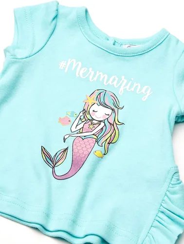Miniatura 3 de Quiltex Mermazing - Juego de 2 camisetas y 2 pantalones cortos para bebés y niñas 4 piezas