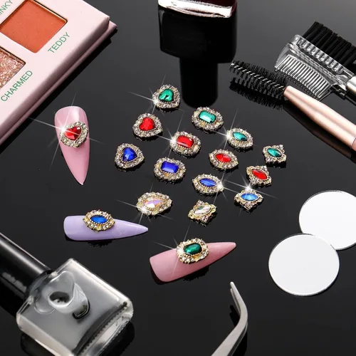 Miniatura 4 de Maitys 35 piezas de diamantes de imitación 3D de lujo para arte de uñas, dijes dorados para uñas con caja de almacenamiento, cristales