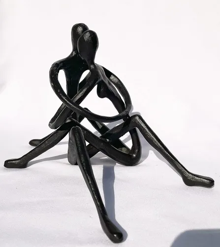 Miniatura 10 de Escultura de hierro fundido para pareja y perro, decoración romántica de arte de metal, estatua de amor familiar, regalos para amantes de los perros