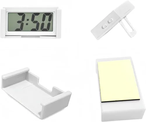 Miniatura 6 de Shudyear Reloj digital pequeño, con pantalla LCD gigante de hora y día, mini reloj digital pequeño para automóvil, funciona con pilas, para mesita