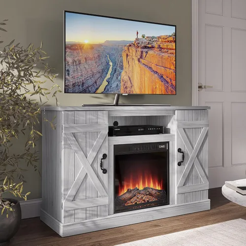 Miniatura 9 de BELLEZE Soporte de TV de 47 pulgadas con calentador eléctrico de chimenea de 18 pulgadas y consola de centro de entretenimiento multimedia para TV