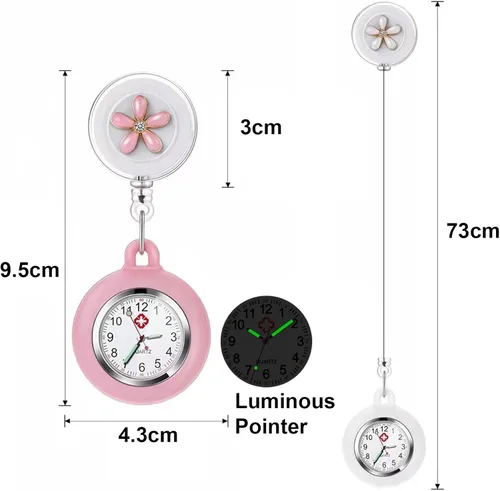 Miniatura 2 de PWOSI Reloj de enfermera con puntero brillante en la oscuridad, reloj de enfermería, reloj de clip, reloj de solapa, reloj de enfermería con segunda
