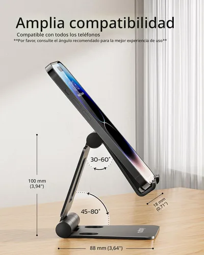Miniatura 3 de Nulaxy 2 Pack Soporte Plegable Dual para Teléfono Celular, Soporte de Escritorio Completamente Ajustable Compatible con iPhone 17 16 15 14 13 12 11