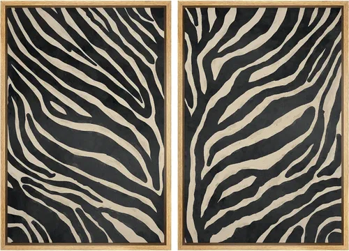 Miniatura 123 de SIGNFORD Lienzo enmarcado para pared, juego de arte con hojas de palmera de selva, polígonos geométricos, formas abstractas, ilustración, arte