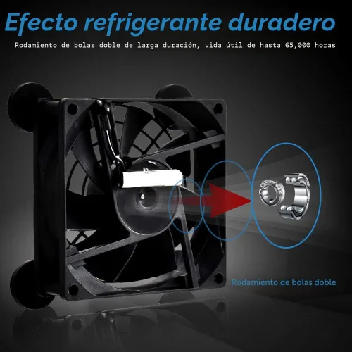 Miniatura 5 de Ventilador USB silencioso de 80 mm, ventilador de enfriamiento portátil de 5 V USB para panel plano, Xbox, DVR, PlayStation, router, TV, receptor