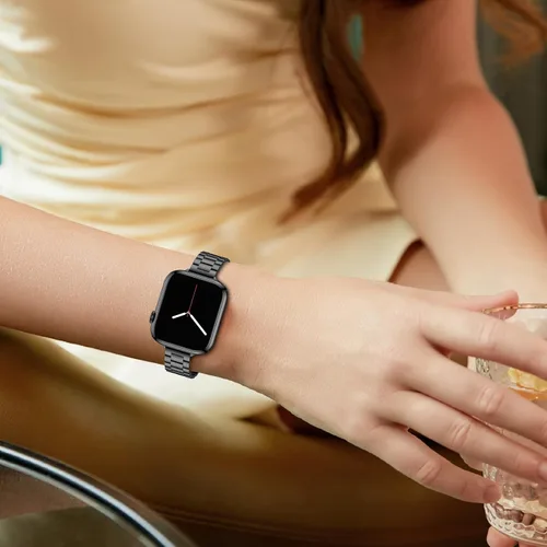 Miniatura 5 de Correa delgada compatible con Apple Watch de 1.654 in 1.811 in 1.614 in 1.772 in 1.575 in 1.732 in 1.496 in, pulsera de lujo delgada y ligera