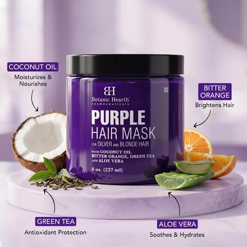 Miniatura 6 de Botanic Hearth Mascarilla morada para el cabello, para cabello rubio, plateado y gris, sin sulfatos ni parabenos, 8 onzas líquidas